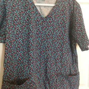 Large Floral Scrub Top
